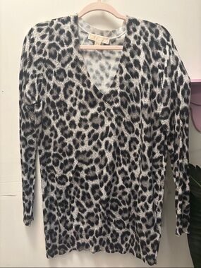 Leopard-Print V-Neck Sweater